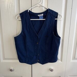 Rockies denim blue striped sleeveless vest size large